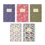 Блокнот A5 127*202 мм, 40 л., в клетку "Цветы. Паттерн" спираль сверху, гибк. обл., ассорти