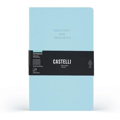 Блокнот А5 130*210 мм, 96 л., св-кремовый, лин. "Essential Light Blue" интегральн. обл. картон., св.-голубой/срез св.-голубой