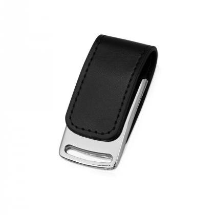 Карта памяти USB Flash 2.0 32 Gb VDL-014, метал, кож.зам., черный 