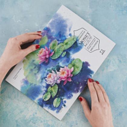Блок-склейка бумаги для акварели "Monet" 100% хлопок, 20*20 см, 300г/м2, 20л