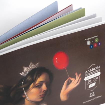 Скетчбук для пастели "GrafArt" с калькой, 270 г/м2, А4, 20 л., ассорти