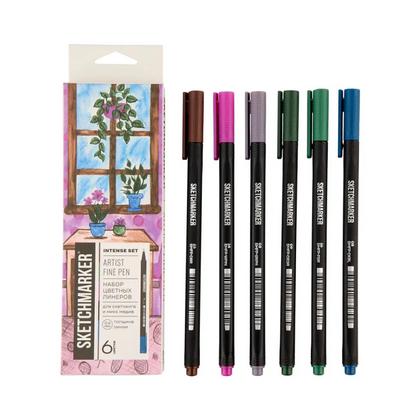 Ручка капиллярная "Sketchmarker Artist fine pen Intense" набор 6 шт.