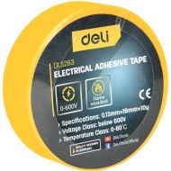 Изолента ПВХ "Deli" 18 мм*10 м, 130 мкм, желтый