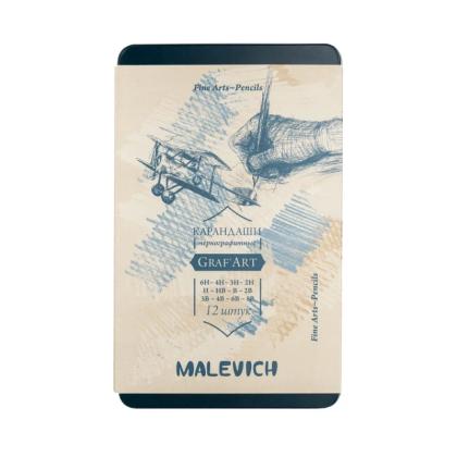 Карандаш чернографитный "Малевичъ" набор 12 шт., метал. коробка