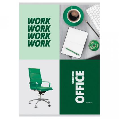 Тетрадь А4 80 л., клет. "Office" скоба сбоку, обл. карт., ассорти