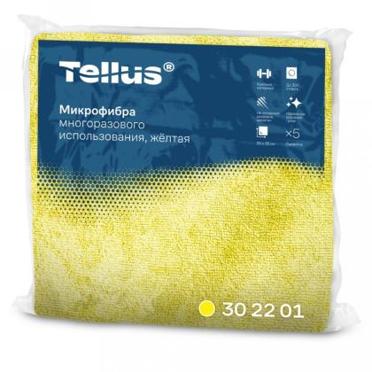 Салфетка из микроволокна Tellus, 220 гр/м2, 35*35см, желтый, 5шт/упак