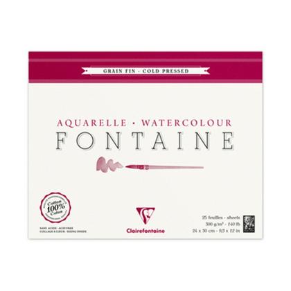 Блок-склейка бумаги для акварели FONTAINE, 100% хлопок, хол.пресс, 30*40, 300г/м2 , 25л