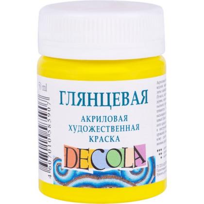 Краска акриловая глянцевая "Декола" 214 лимонная, 50 мл., банка