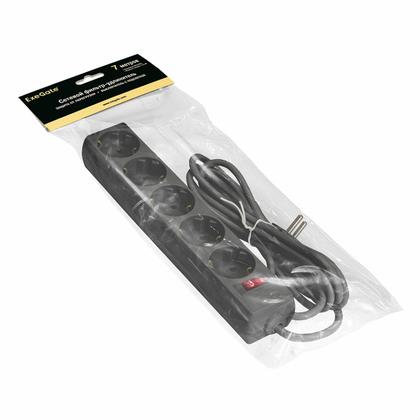 Сетевой фильтр 7м ExeGate SP-5-7B, EX279179RUS, 5 розеток, черный