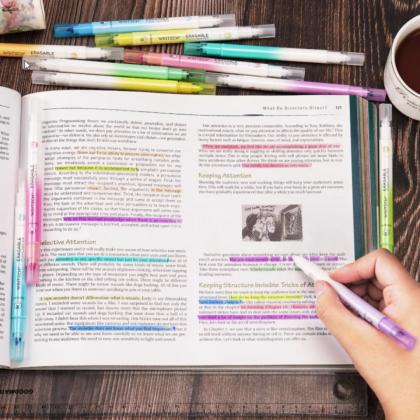 Маркер текстовый двусторонний "Erasable" желтый