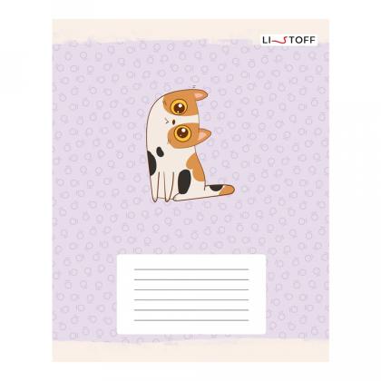 Тетрадь А5 12 л., лин. "Котики (Универсальная плашка)" скоба сбоку, обл. карт., ассорти