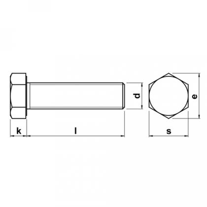 Болт М10*20 мм шестигр., цинк, кл.пр. 5.8, DIN 933/ГОСТ 7798-70 1 кг/упак РМЗ