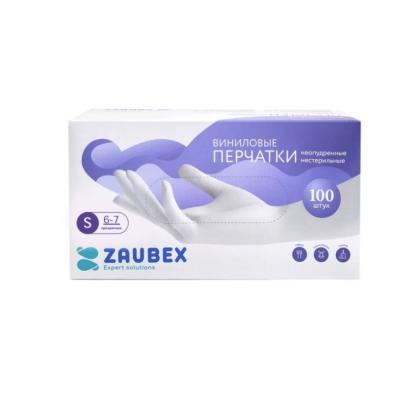 Перчатки виниловые одноразовые  Zaubex р-р S 100 шт./уп. прозрачный
