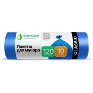 Мешки для мусора 120л 10шт/рулон ПНД GreenClean Classic 12мкм 65*100см цв.синий