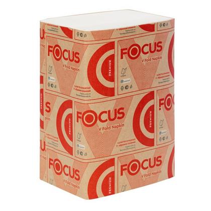 Салфетки бумажные Focus Premium 23*16,8см, 2 слоя, V - сложение, цв.белый, 200 листов