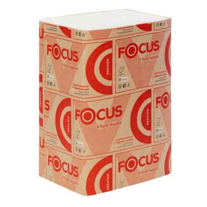 Салфетки бумажные  Focus Premium 23*16,8см, 2 слоя, V - сложение, цв.белый, 200 листов