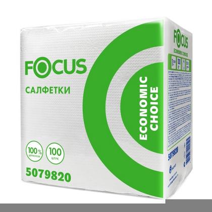 Салфетки бумажные Focus 24*24см, 1 слой, цв.белый, 100 листов