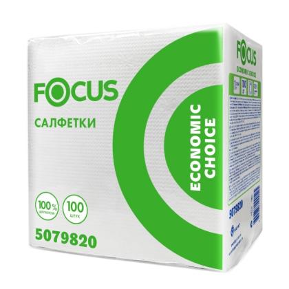 Салфетки бумажные  Focus 24*24см, 1 слой, цв.белый, 100 листов