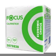 Салфетки бумажные Focus 24*24см, 1 слой, цв.белый, 100 листов