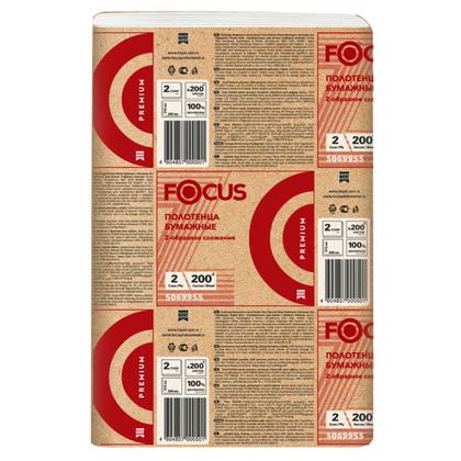 Полотенца бумажные  Focus Premium Z - сложение 200 листов, 2 слоя, 100% целлюлоза