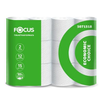 Бумага туалетная  Focus Eco 15м, 2 слоя, 12 рул, 100% целлюлоза