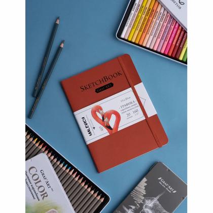 Скетчбук для графики "GrafArt white" 15*20 см, 160 г/м2, 20 л., серый
