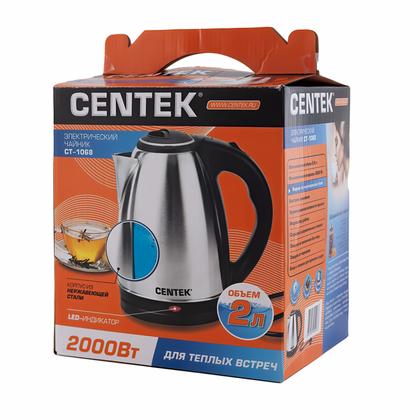 Электрочайник Centek CT-1068 (черный) нержавеющая сталь