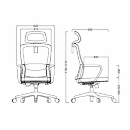 Кресло д/руководителя SitZone U-060A сетка/ткань, черный, крестов. хром, регулир. подголов.