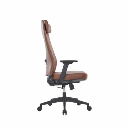 Кресло д/руководителя SitZone CH-366A нат. кожа, коричневый, крестов. пластик, регулир. подголов., регулир. подлокотн.