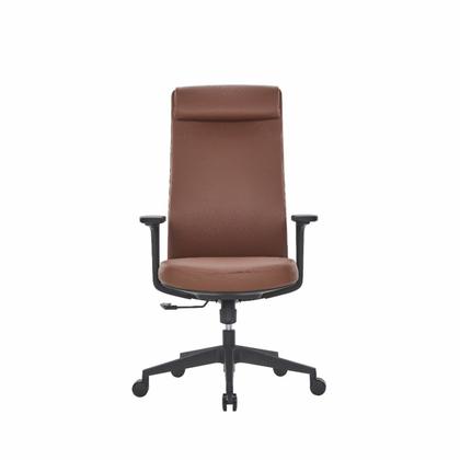 Кресло д/руководителя SitZone CH-366A нат. кожа, коричневый, крестов. пластик, регулир. подголов., регулир. подлокотн.