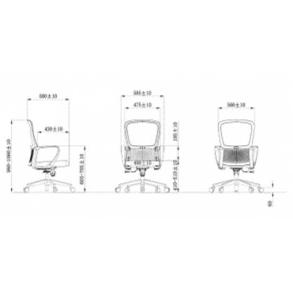 Кресло д/персонала SitZone U-069B сетка/ткань, черный, крестов. хром, 2 шт/упак