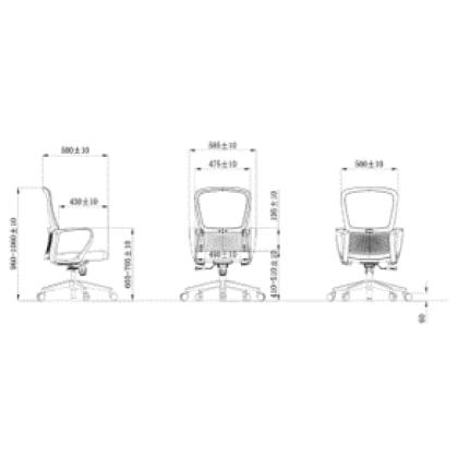 Кресло д/персонала SitZone U-069B сетка/ткань, черный, крестов. пластик
