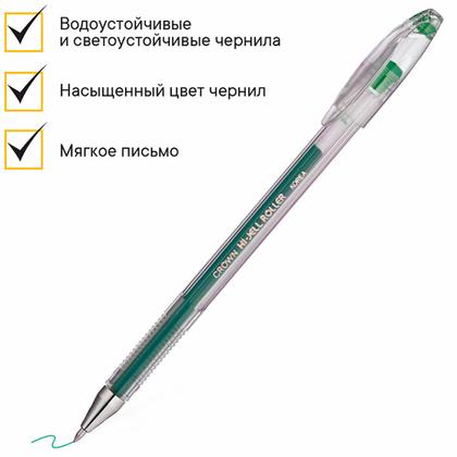 Ручка гелевая "Hi-Jell" 0,5 мм, пласт., прозрачный, стерж. зеленый