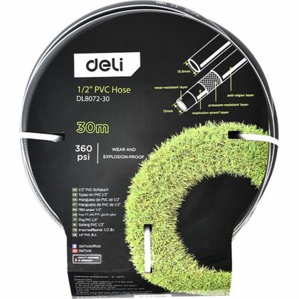 Шланг поливочный "Deli" 1/2" ПВХ, 30 м, серый