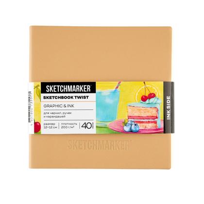 Скетчбук "Sketchmarker Graphic&Ink" 12*12 см, 140 г/м2 / 200г/м2, 100 л., бумага кремовая/белая