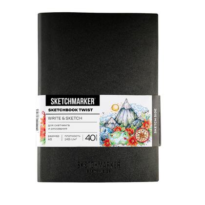 Скетчбук "Sketchmarker Sketch&Write" А5, 140 г/м2 / 70г/м2, 100 л., бумага белая/в точку