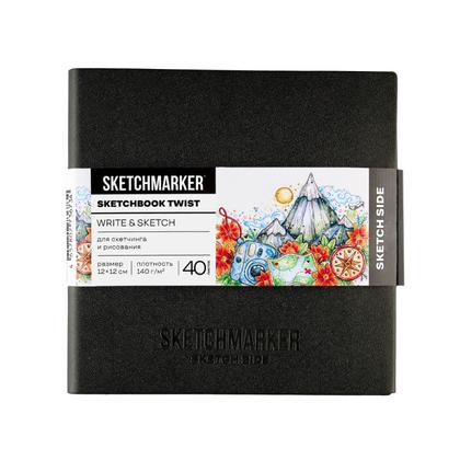 Скетчбук "Sketchmarker Sketch&Write" 12*12 см, 140 г/м2 / 70г/м2, 100 л., бумага белая/в точку