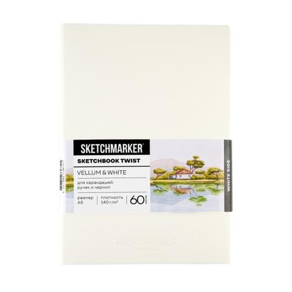 Скетчбук "Sketchmarker Vellum & White" А5, 180г/м2 / 140г/м2, 120 л., бумага молочная/белая