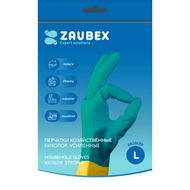 Перчатки латексные хозяйственные Zaubex БИКОЛОР усиленные р-р L зеленый/желтый