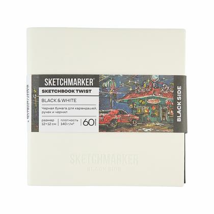 Скетчбук "Sketchmarker Black&White" 12*12 см, 140 г/м2, 120 л., бумага черная/белая