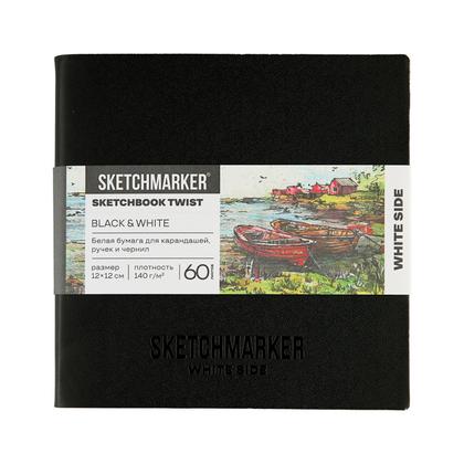 Скетчбук "Sketchmarker Black&White" 12*12 см, 140 г/м2, 120 л., бумага черная/белая