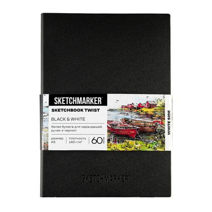Скетчбук "Sketchmarker Black&White" А5, 140 г/м2, 120 л., бумага черная/белая