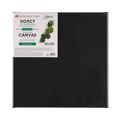 Холст на подрамнике 30*30 см "Ладога" 100% хлопок, 380 г/м2, черный акриловый грунт, среднее зерно