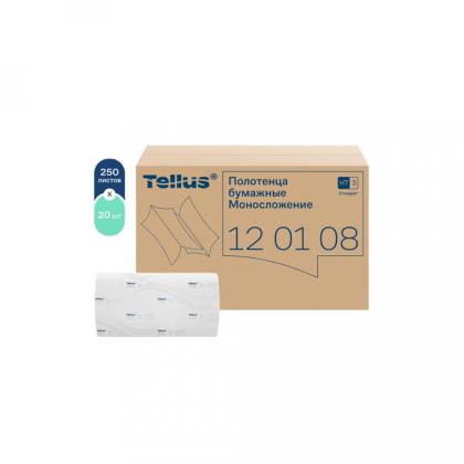 Полотенца бумажные  Tellus Моносложение Стандарт листовые, 1-сл., 250 листов, HT3