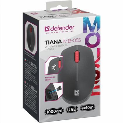 комп. мышь DEFENDER Tiana MB-055 (оптич., беспроводная, бесшумная, черный, 1000 dpi)