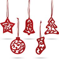 Набор новогодних игрушек "Jubany" 5 шт., войлок, упак., красный