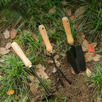 Набор садовых инструментов "Deli" 310 мм, дерев. ручка, черный, 3 шт.