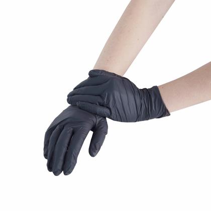 Перчатки нитриловые  неопудренные одноразовые  BVB, р-р S 100 шт./уп. черный