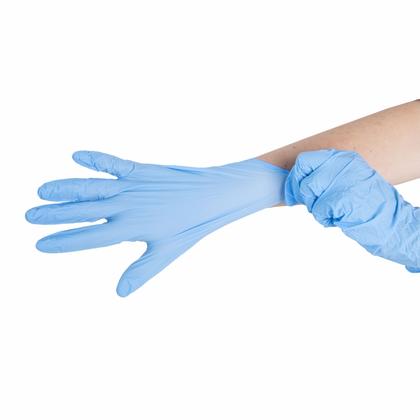 Перчатки нитриловые  неопудренные одноразовые  BVB, р-р S 100 шт./уп. голубой