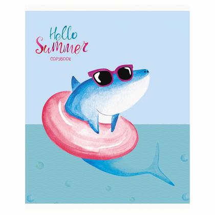 Тетрадь А5 48 л., клет. "Hello summer" скоба сбоку, обл. карт., мат. ламинация, выб. лак, ассорти